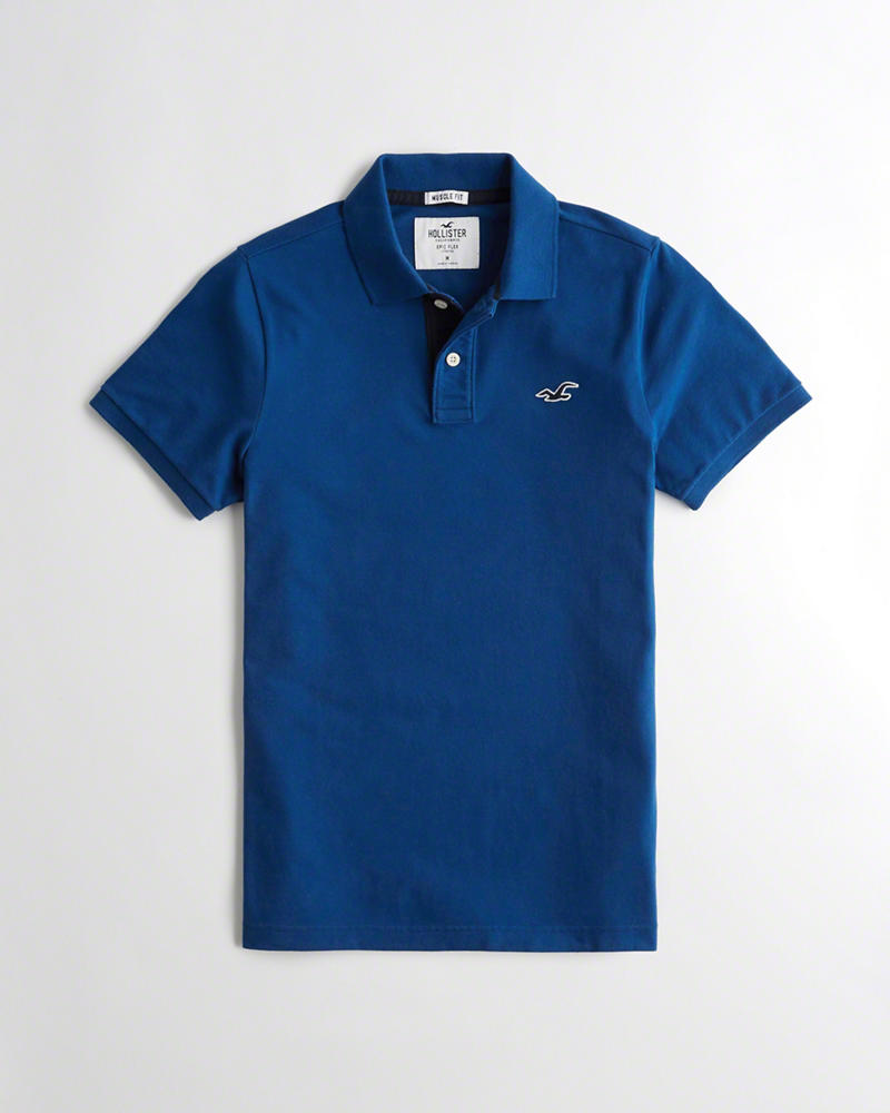 Polo Hollister Uomo Stretch Muscle Fit Blu Italia (679BCGVR)